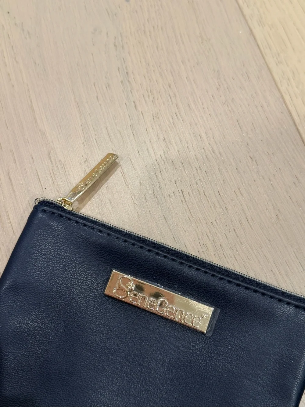 SeneGence Navy Cosmetic Pouch with Gold Accent